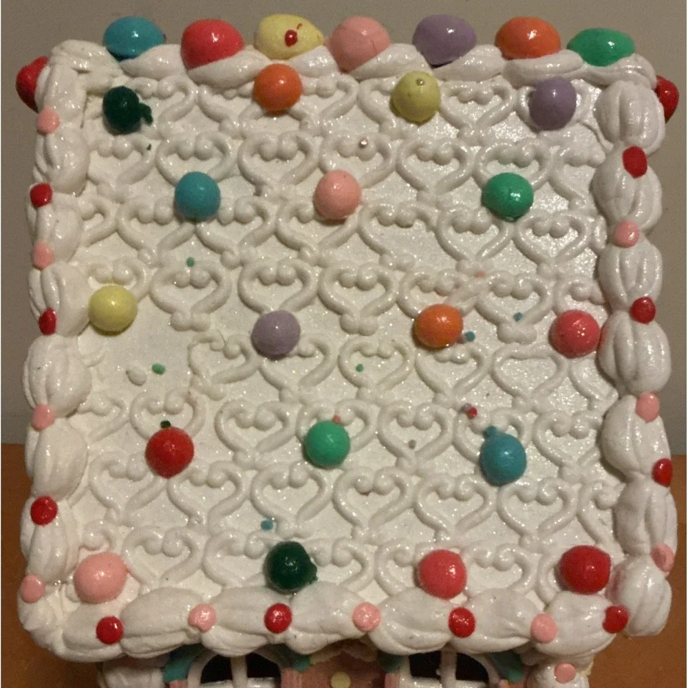 Claydough Gingerbread Lighted House 13.5" Tall Candy Canes Gumdrops - Picture 5 of 15